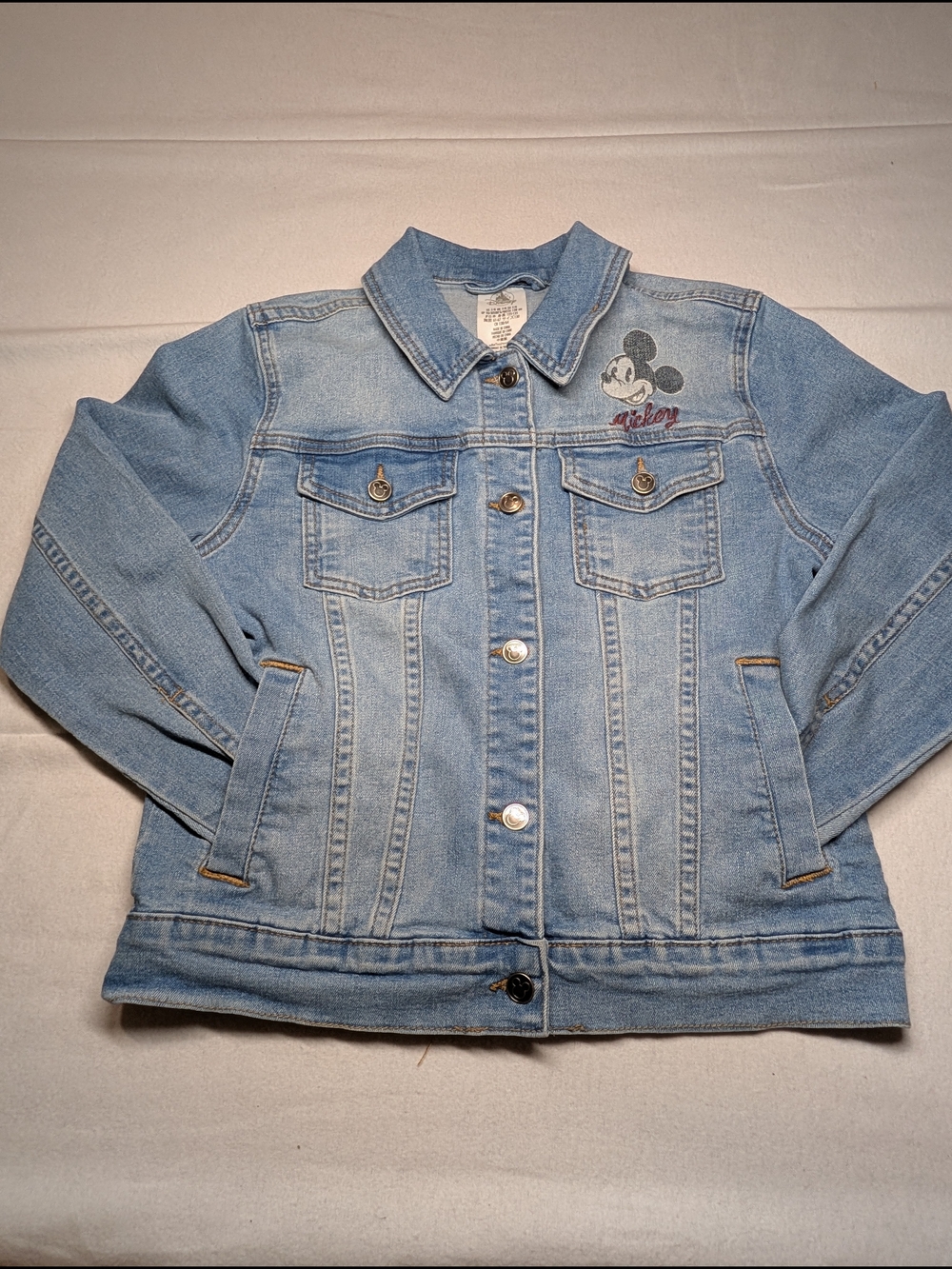Disney Light Blue Denim Jacket with Mickey Embroidery
